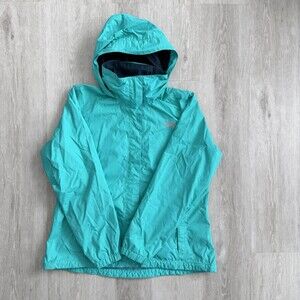 The North Face Rain Jacket Hooded Windbreaker Women's XL Teal HyVent